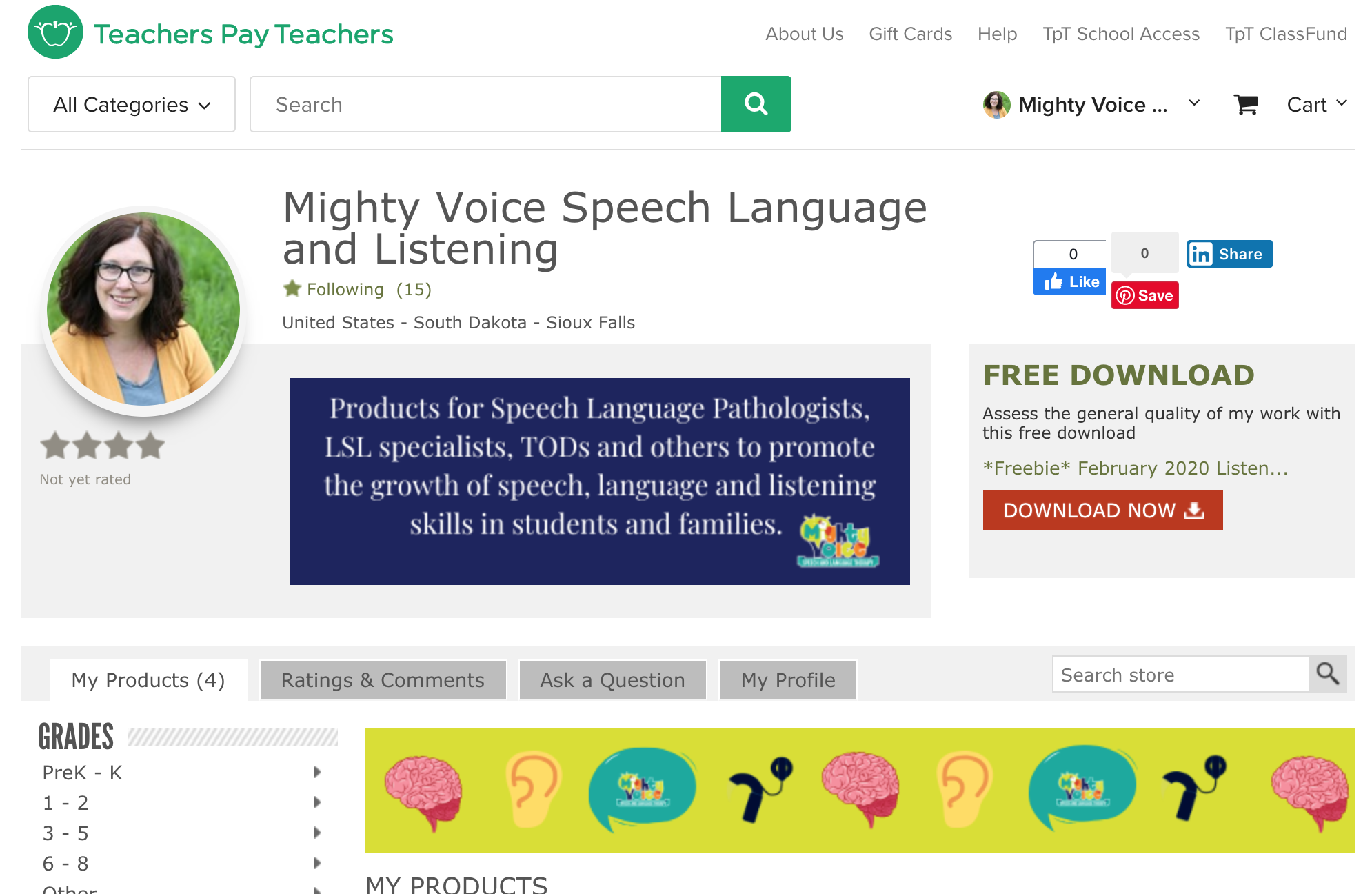 I've Opened the Mighty Voice Teachers Pay Teachers Store